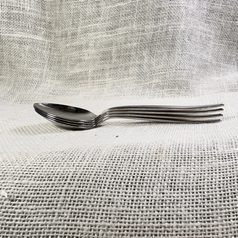 Ebbtide Estate Stainless Steel Soup Spoons Made in USA Set of 4 Vintage Flatware